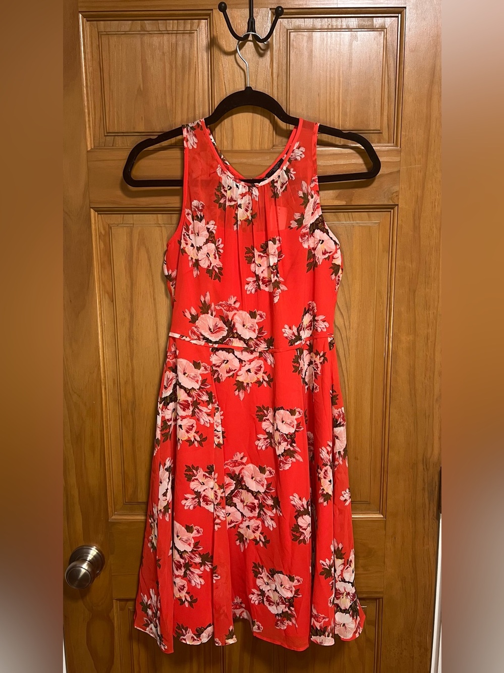Ann Taylor Coral Floral Sleeveless cocktail Dress